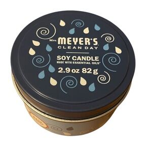 Mrs. Meyer's Clean Day Rain Water Tin Soy Candle, 2.9 OZ NEW